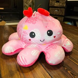 REVERSIBLE OCTOPUS • pink plush flip awake asleep hearts cute